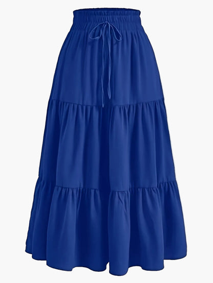 Damen Maxirock mit hoher Taille und Stufen-Design – Eleganter Freizeitrock für Frühling und Sommer
