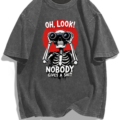 Herren Oversize T-Shirt mit Skelett-Print und frechem Spruch – Lustiges Streetwear Motiv