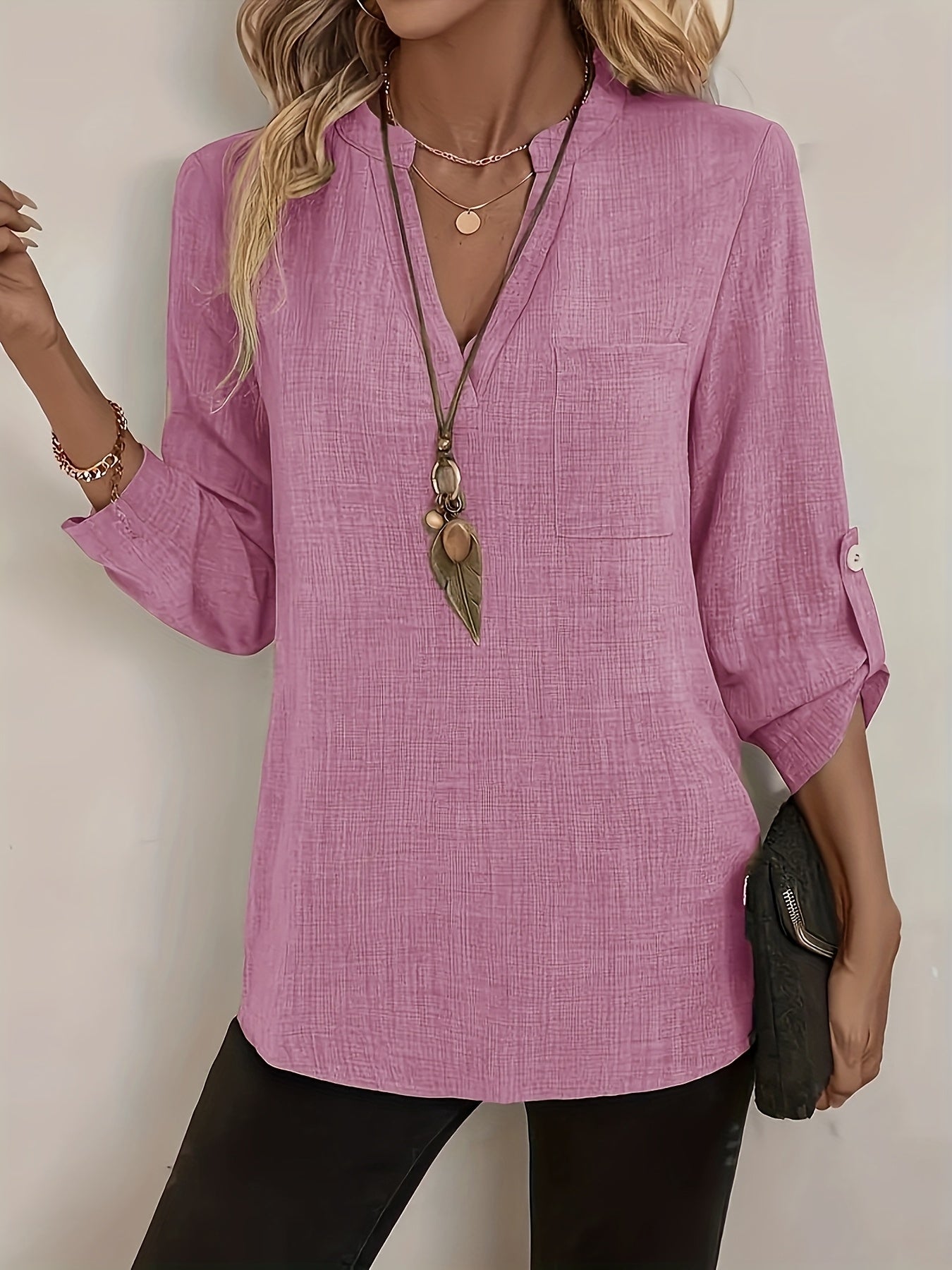 Damen Tunika-Bluse im legeren Boho-Stil für Alltag und Büro
