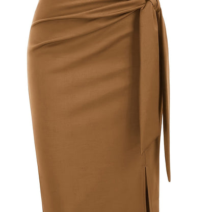 Damen Eleganter Bleistiftrock mit Schleife und Schlitz – Perfekt für Büro & besondere Anlässe