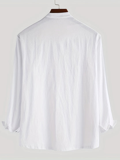 Herren Henley Langarmshirt mit Stehkragen und Knopfleiste – Modernes Freizeitoberteil für stilvolle Anlässe