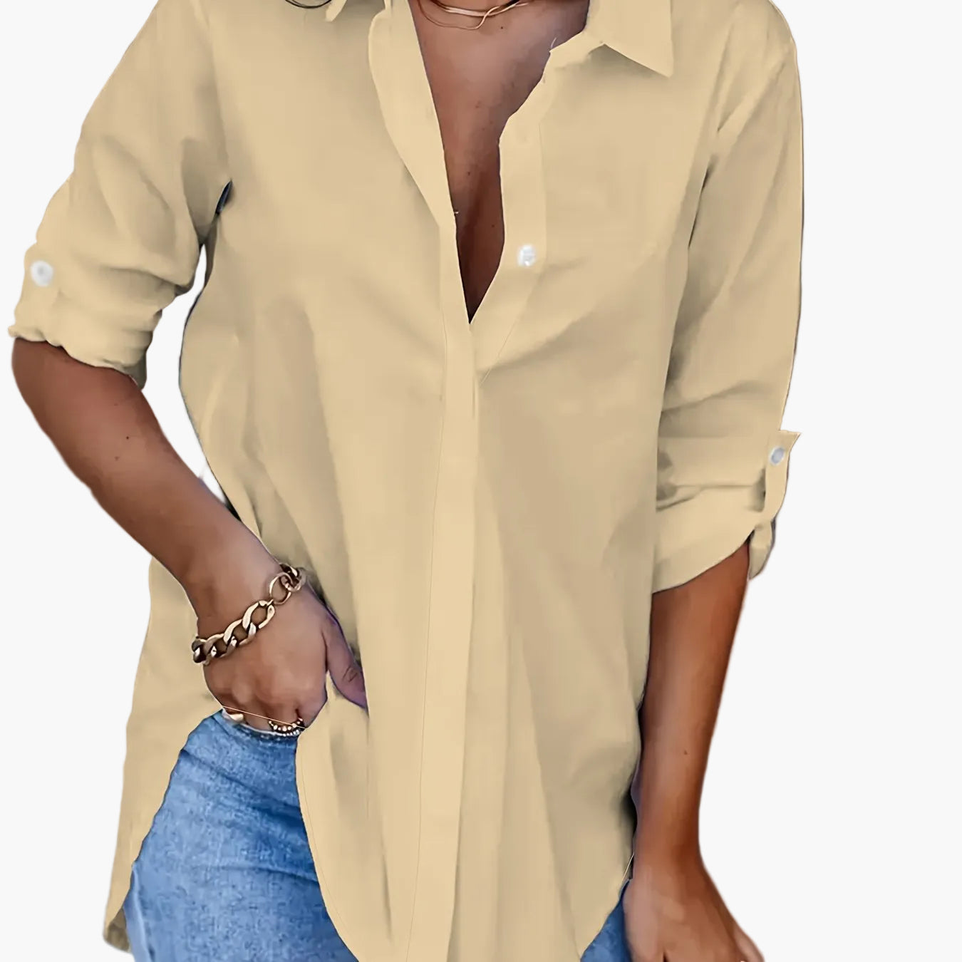 Damen Langarm Oversize Bluse – Lässige Hemdbluse für Alltag, Büro & Freizeit