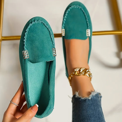 Damen Mokassins Bequeme Slip-On Freizeitschuhe Elegant für Alltag und Büro