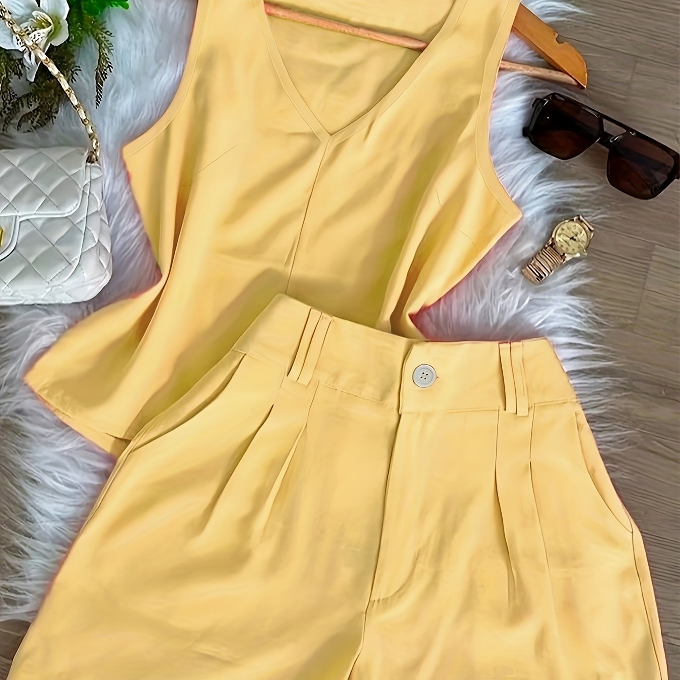 Damen Sommer Set – Elegantes ärmelloses Top und High-Waist Shorts, Casual Chic für Alltag & Urlaub