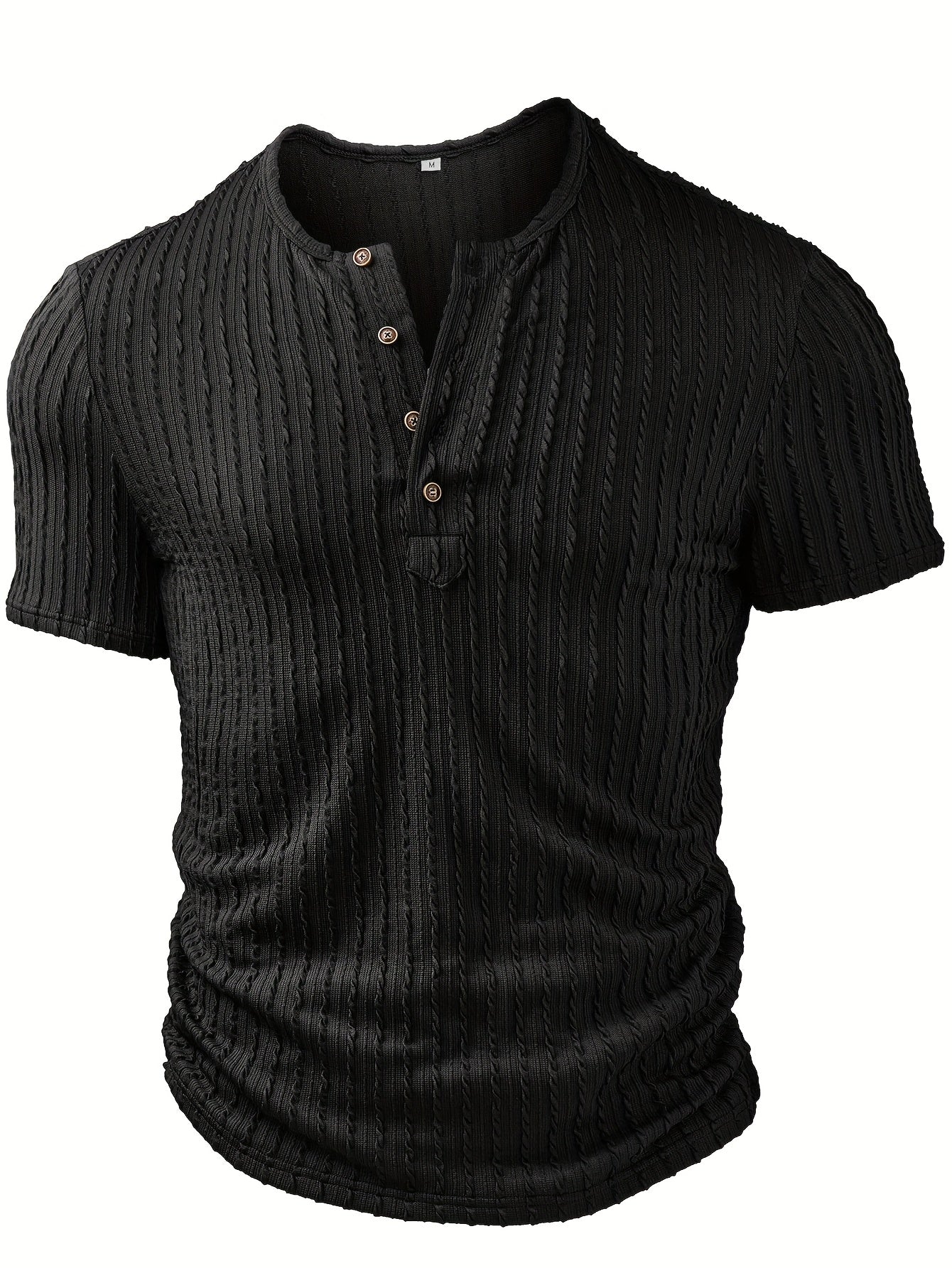 Herren Sommer Henley T-Shirt Modern Kurzarm Casual Freizeitshirt mit Knopfleiste