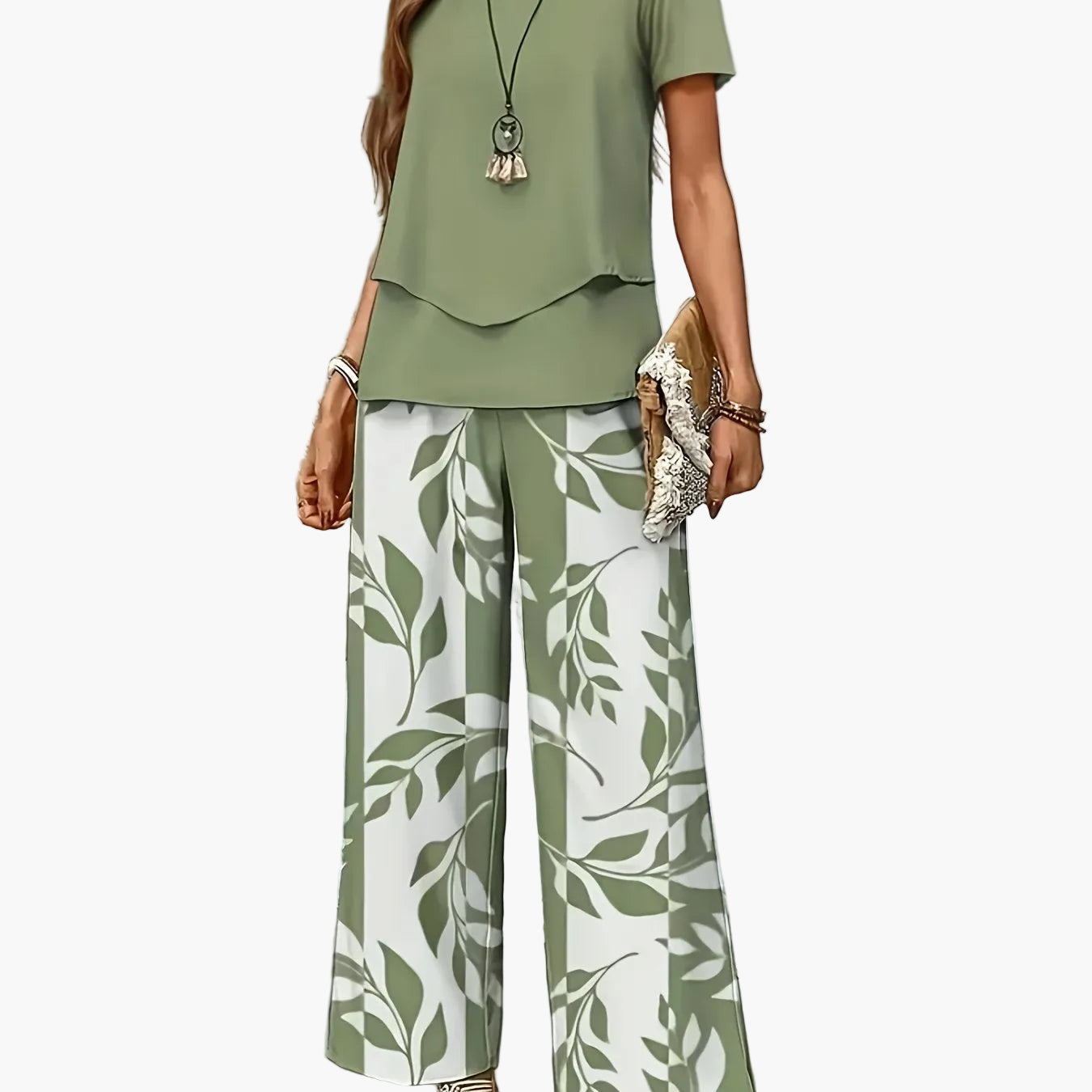 Damen Sommer Set Elegant Zweiteiler mit Weit Bein Hose und Kurzarm Shirt – Perfekt für Freizeit und Urlaub