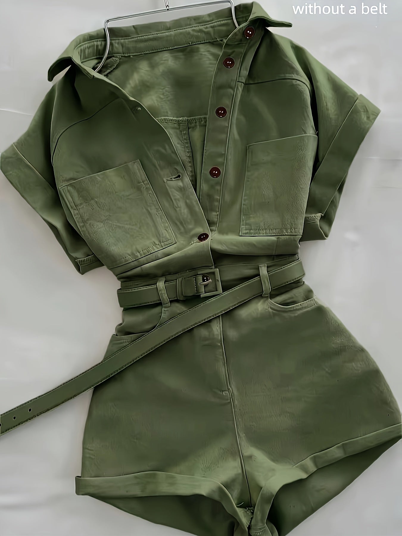Damen Utility-Style Overall mit Gürtel und Kurzarm – Modischer Einteiler für Alltag und Freizeit