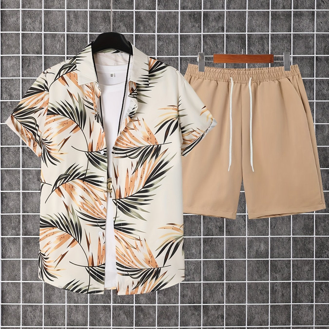 Herren Sommer Set – Tropisches Freizeit Hemd mit Shorts, ideal für Urlaub und Strand