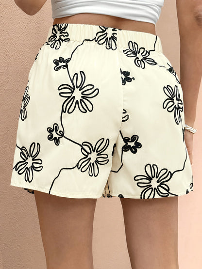 Ladies' Printed Shorts Skirt, Elegant Shorts, Loose Shorts, High-Waisted Shorts Skirt 554
