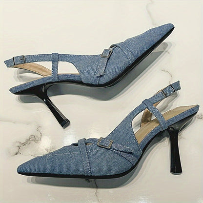 Damen Slingback Pumps mit Absatz und Schnallen – Elegante Spitzenschuhe für Büro und Freizeit