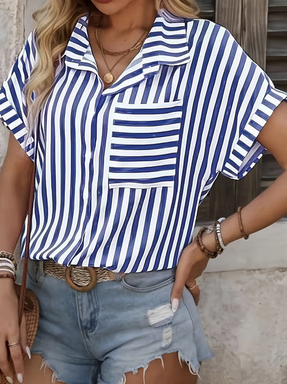 Damen Bluse im Streifen-Design – Eleganter Sommer-Look für Freizeit und Alltag