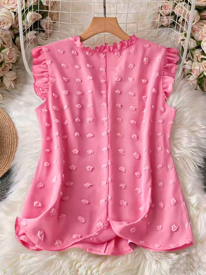 Damen Bluse Elegant mit Rüschen und Kurzarm – Perfekt für Freizeit und Büro