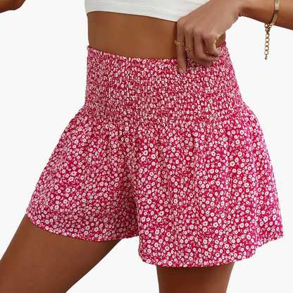 Damen Sommer Shorts mit Blumenmuster und Stretch-Bund – Bequeme Freizeitshorts