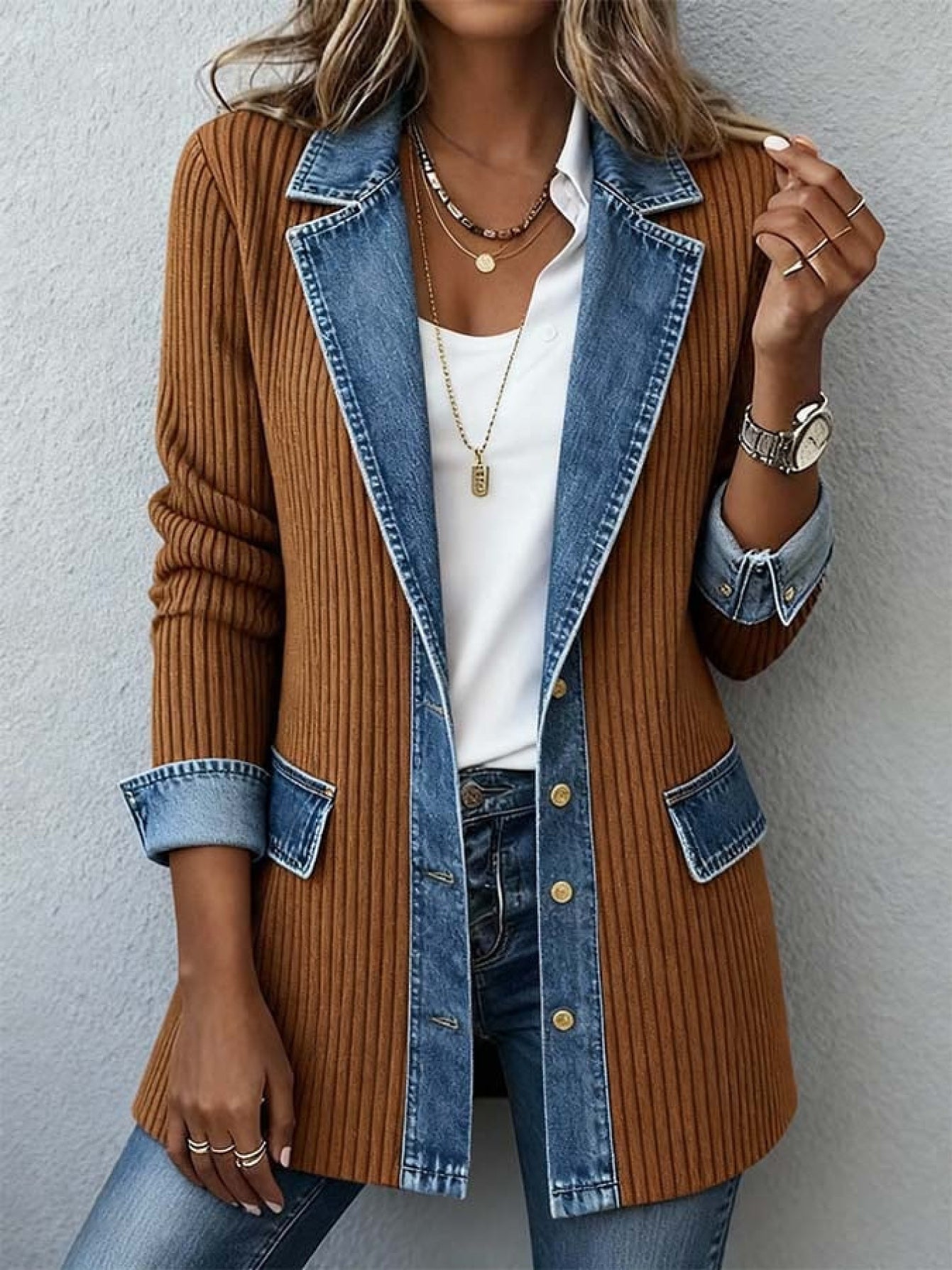 Damen Blazer im Denim-Look – Eleganter Casual Style für Business & Freizeit