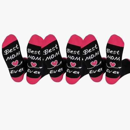 Damen Socken zum Muttertag – Lustige Geschenkidee mit 'Best Mom Ever' Aufdruck – Bequeme Freizeitsocken für Mütter