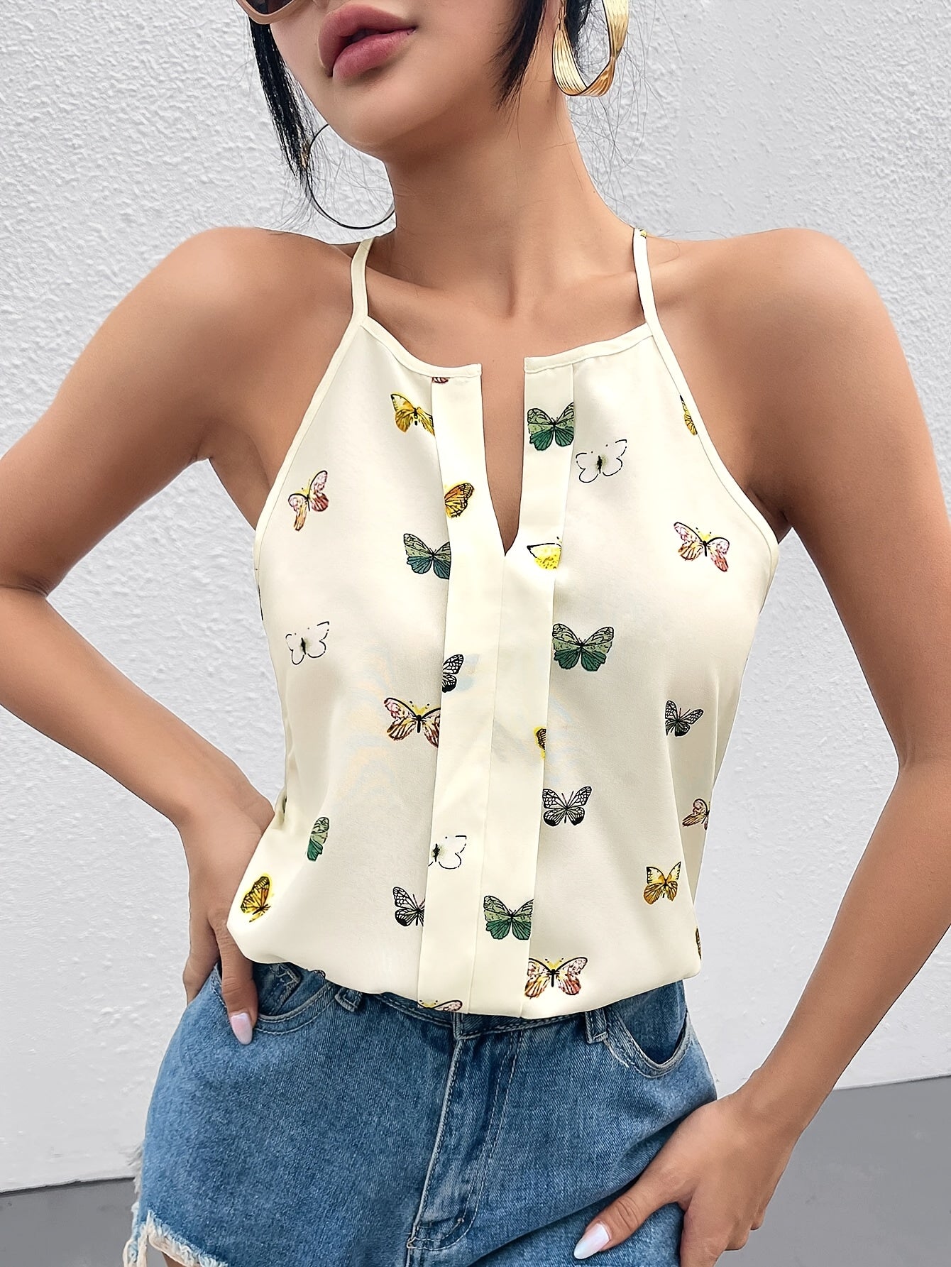 Damen Schmetterling Print Trägertop – Elegantes Sommer-Top für Freizeit & Alltag