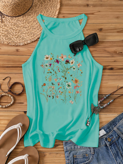 Damen Tanktop mit Wildblumen-Print – Sommerliches Freizeitshirt im Boho-Stil