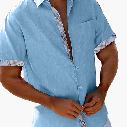 Herren Freizeithemd Kurzarm mit Kontrastdetails – Perfekt für Sommer & Strand