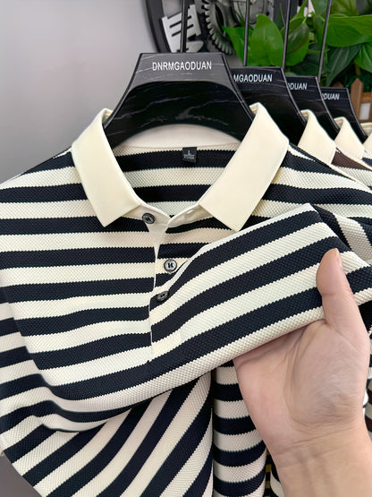 Herren Poloshirt mit klassischem Streifenmuster – Kurzarm, maritimer Look, eleganter Freizeitstil