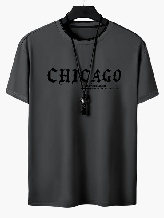 Herren T-Shirt Chicago Print Urban Streetwear Freizeitshirt