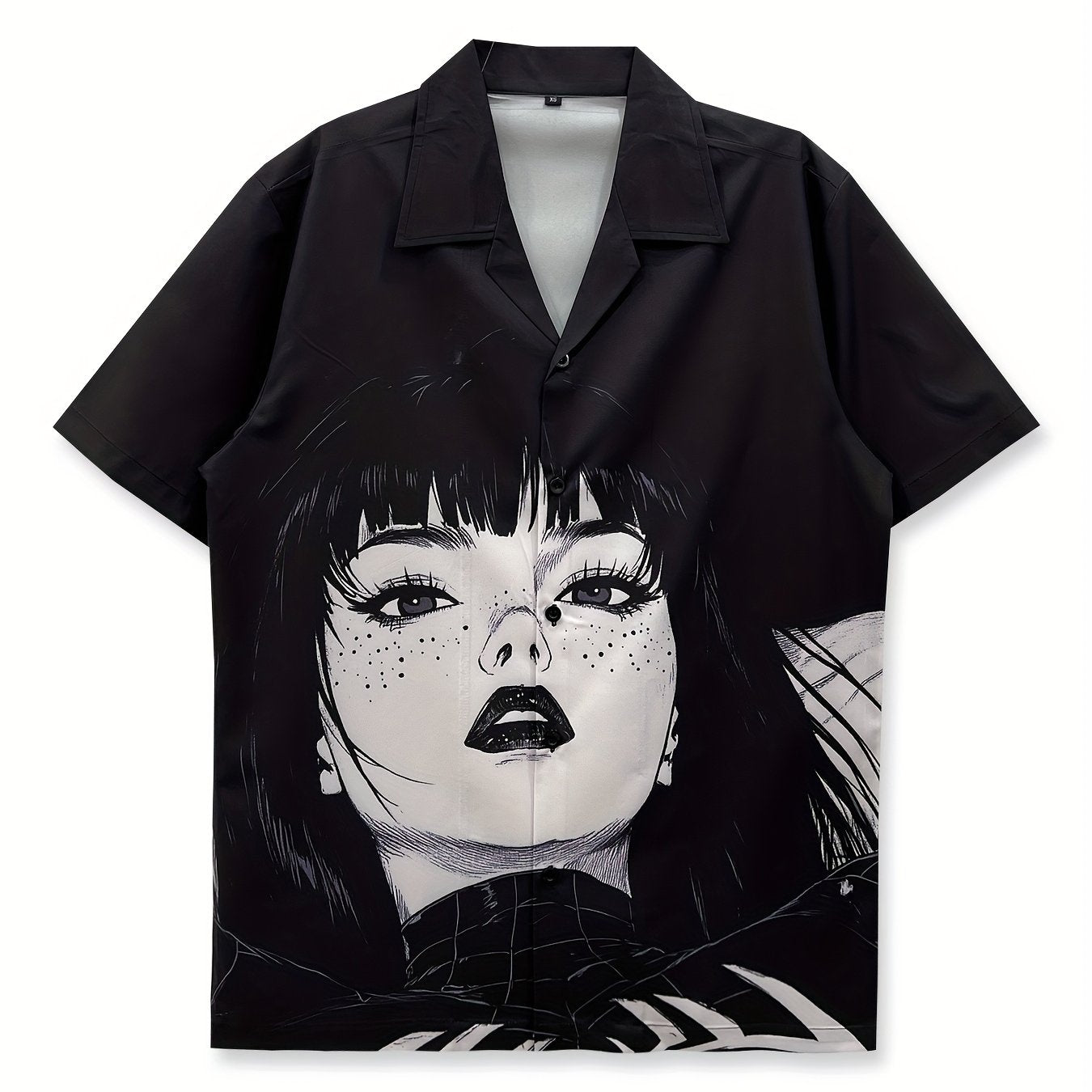 Herren Anime Streetwear Hemd mit Grafikdruck – Künstlerisches Kurzarm Freizeithemd