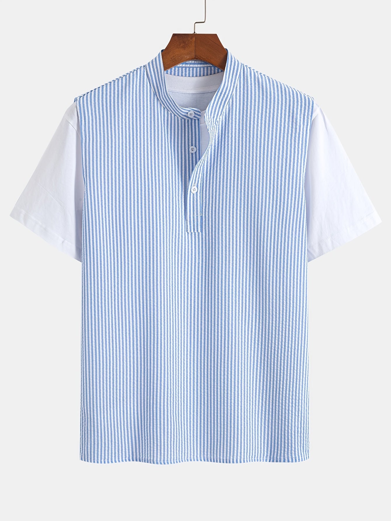 Herren Kurzarm-Henley im modernen Streifen-Design für lässige Eleganz