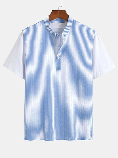 Herren Kurzarm-Henley im modernen Streifen-Design für lässige Eleganz