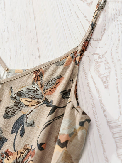 Damen Blusentop mit Blumenmuster und Spaghettiträgern – Elegantes Sommer-Top im Boho-Stil