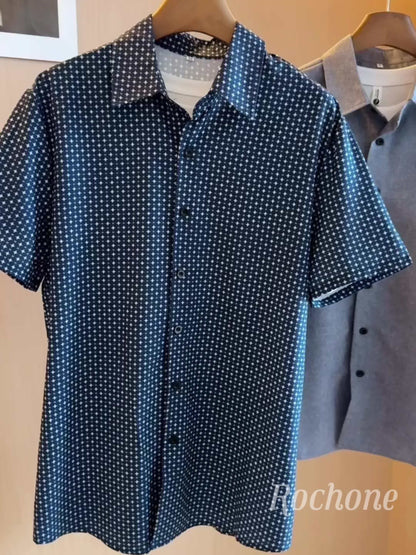 Herren Kurzarm Freizeithemd mit modernem Muster – Perfekt für Sommer und Alltag