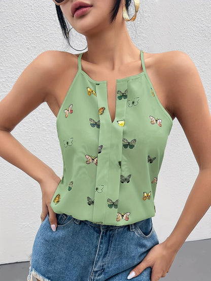 Damen Schmetterling Print Trägertop – Elegantes Sommer-Top für Freizeit & Alltag