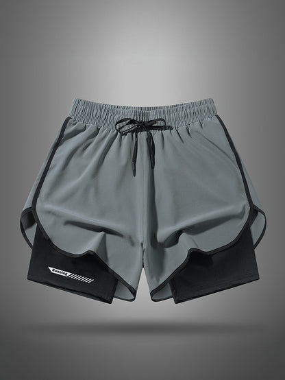 Herren Laufshorts 2-in-1 Sport Trainingsshorts mit Innenhose für Fitness und Jogging