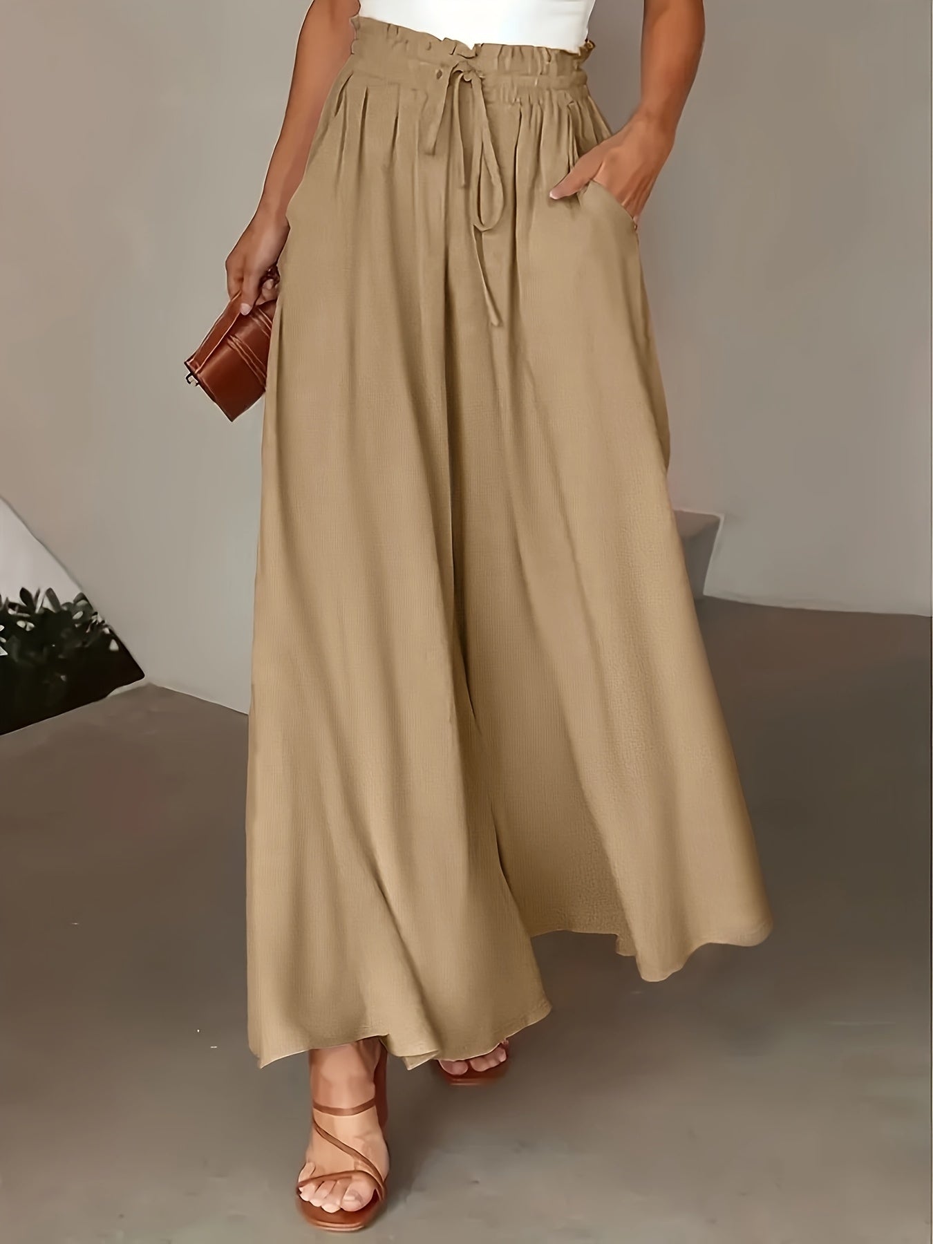 Damen Palazzo-Hose mit weitem Bein und Paperbag-Bund – Eleganter Stil für besondere Anlässe