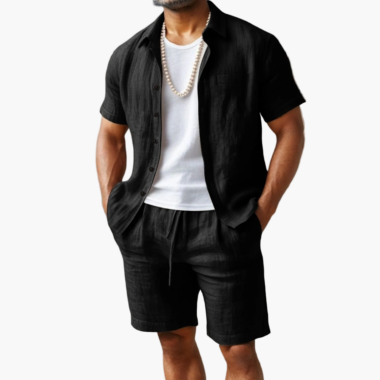 Herren Sommer-Strandset – Kurzarm Hemd & Shorts, Lässiger Boho-Look, Perfekt für Urlaub und Freizeit