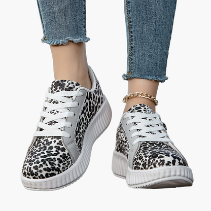 Damen Plateau-Sneaker mit Leopardenmuster und Reißverschluss – Modische Freizeitschuhe für Alltag und Ausgehen