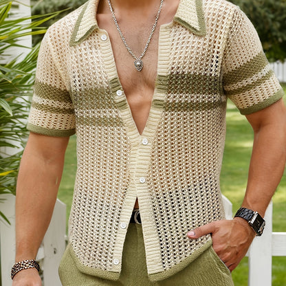 Herren Strick-Poloshirt im Retro-Look für Freizeit und Urlaub
