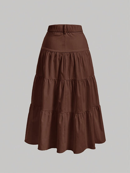 Damen Stufenrock High Waist Elegant Freizeitmode