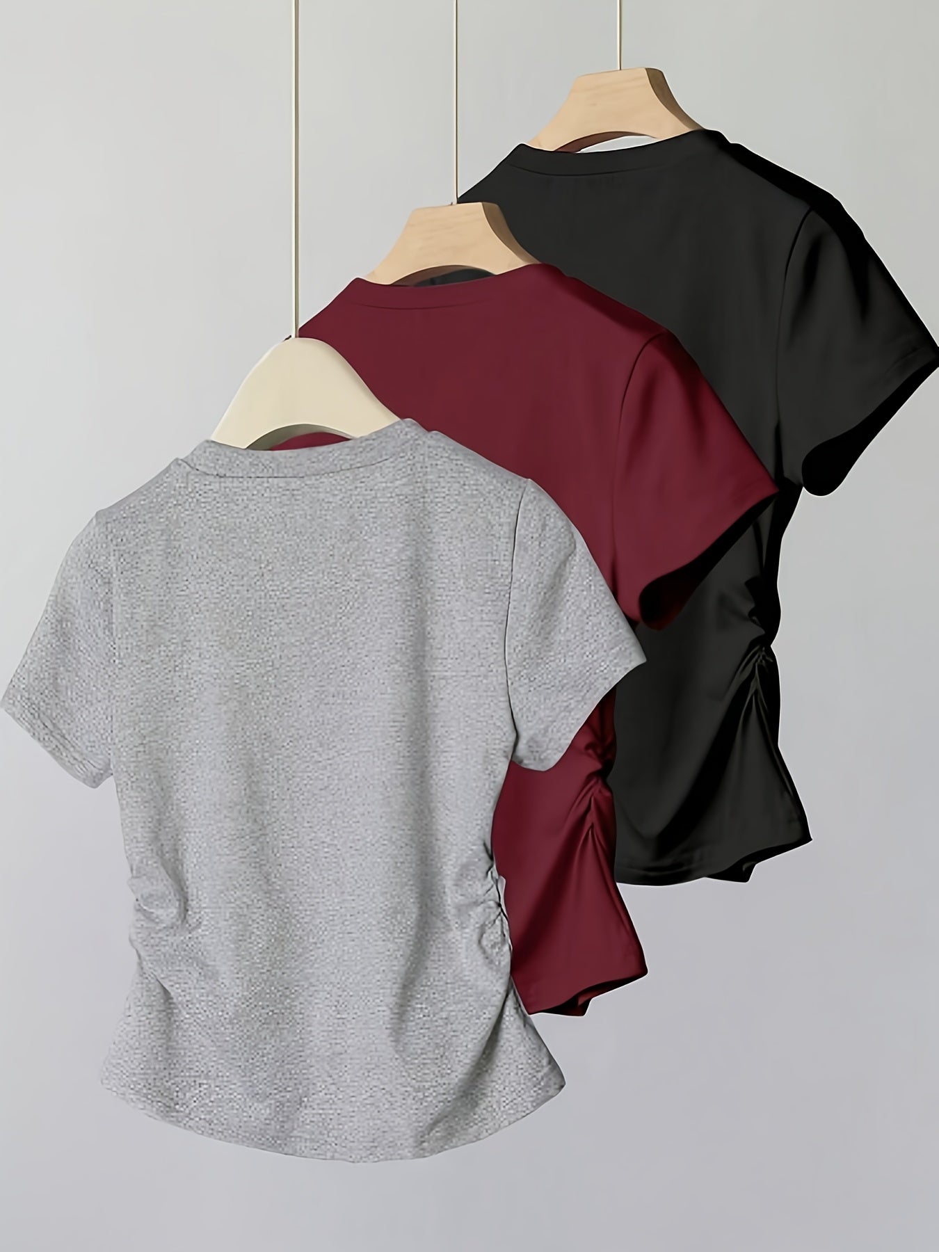 Damen Basic Kurzarm T-Shirt mit Schleifendetail – Feminines Freizeitshirt Slim Fit