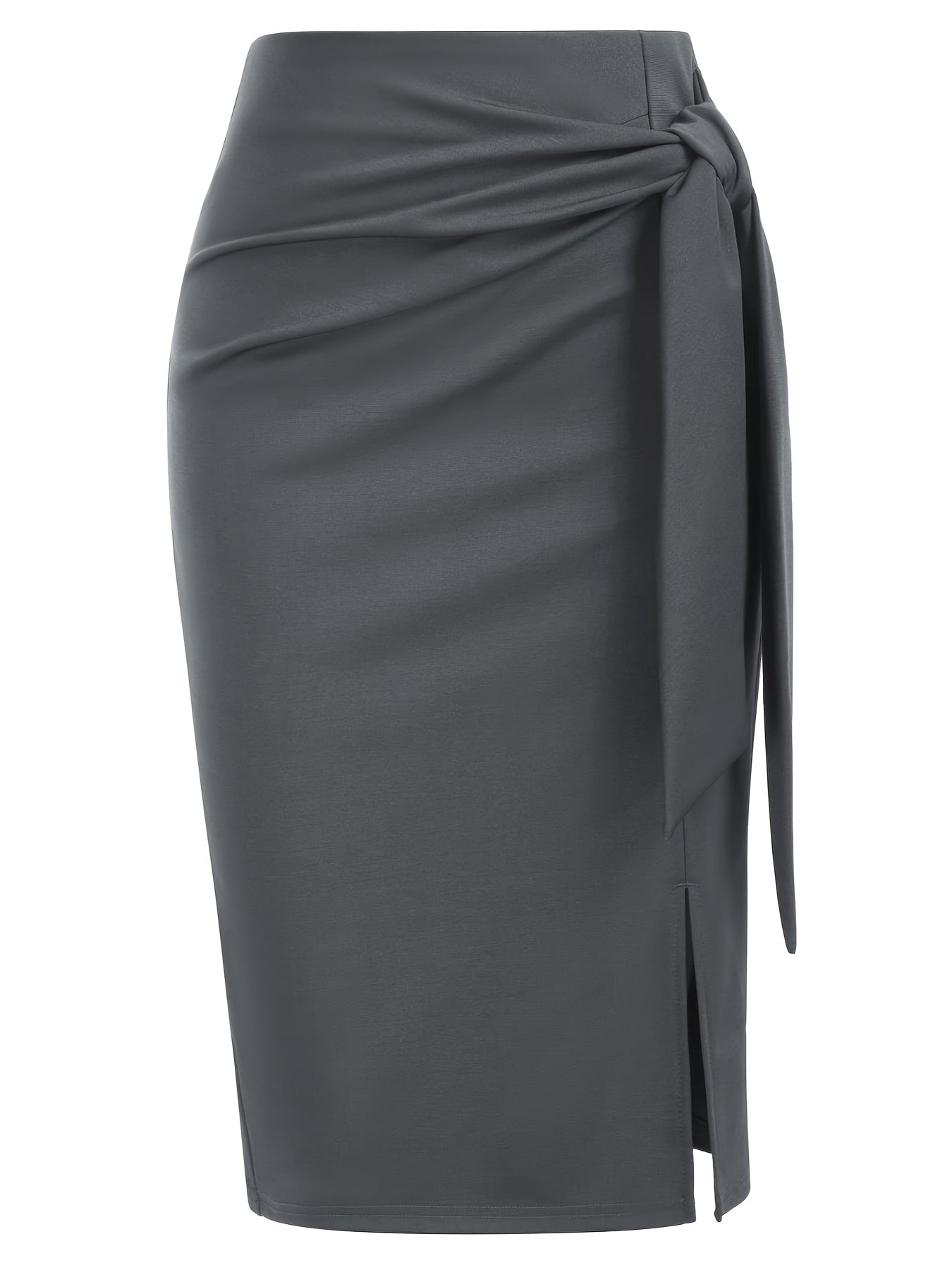 Damen Eleganter Bleistiftrock mit Schleife und Schlitz – Perfekt für Büro & besondere Anlässe