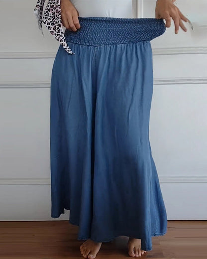 Damen Weite Freizeithose mit hohem Bund – Lässige, luftige Palazzo-Hose für Alltag und Urlaub