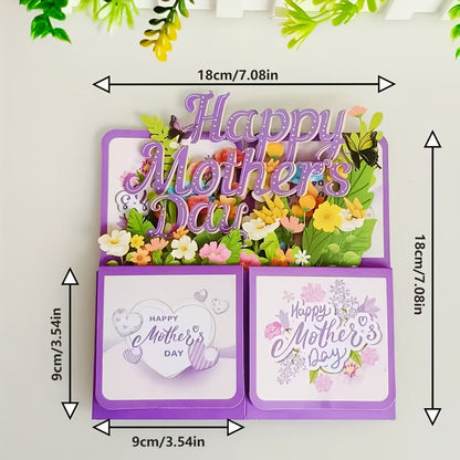 Pop-Up Grußkarte zum Muttertag für Damen – 3D Blumenstrauß Dekorative Geschenkbox mit Blumenmotiv