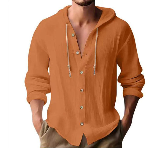 Andy – Kapuzenpullover aus Baumwollmischung – Veganes Leinen mit Knopfleiste