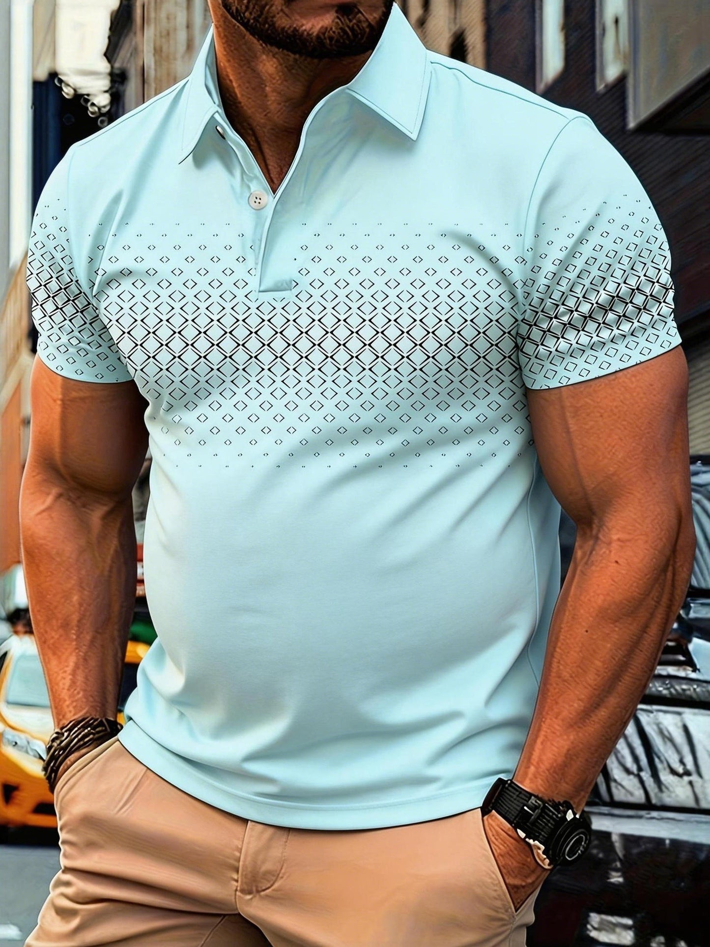 Herren Polo-Shirt mit modernem Muster – Stilvolles Freizeitshirt für Alltag und City