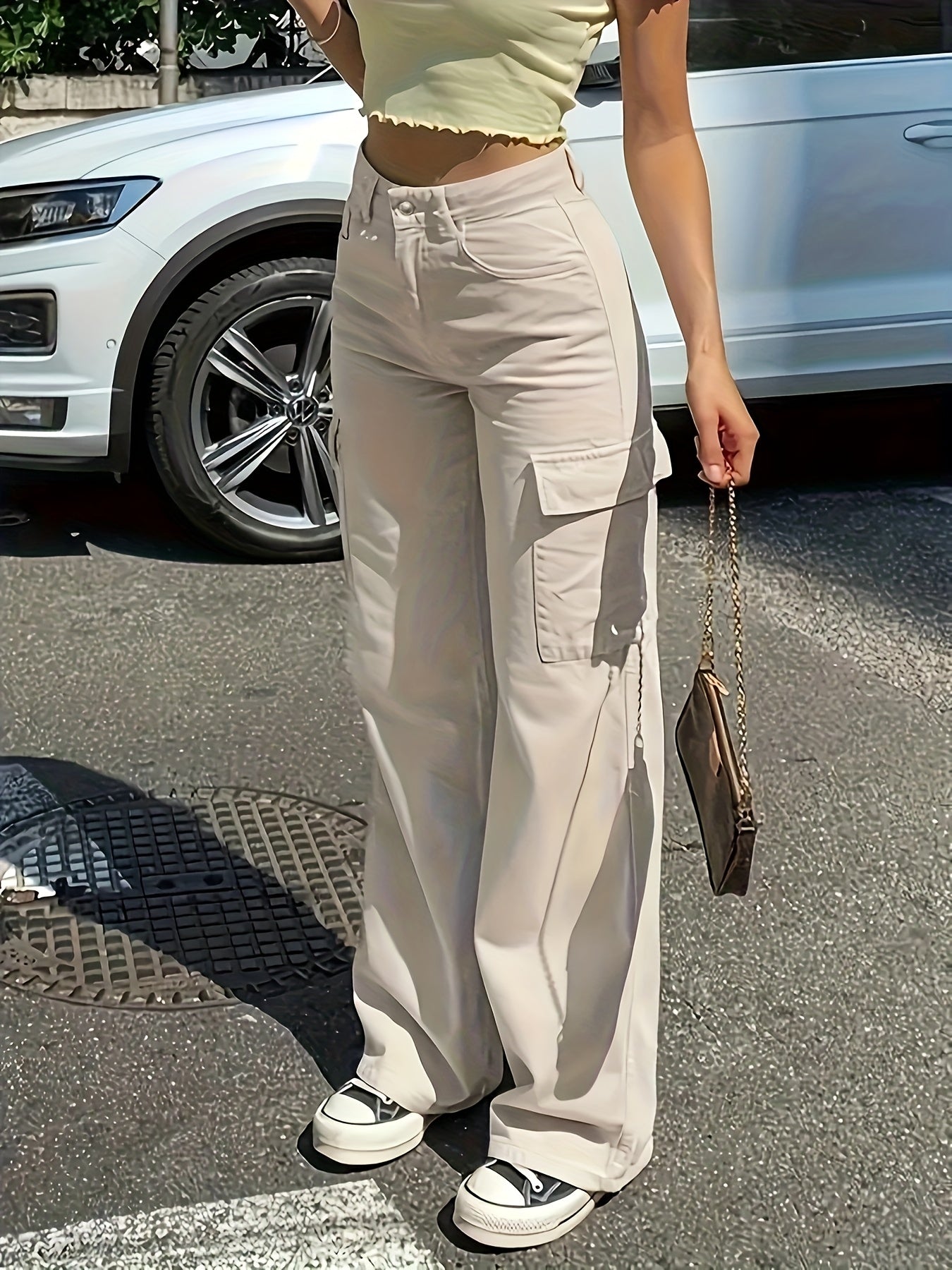 Damen Cargo Hose mit weitem Bein – Modische Freizeit- und Streetwear Hose für Frühling und Sommer