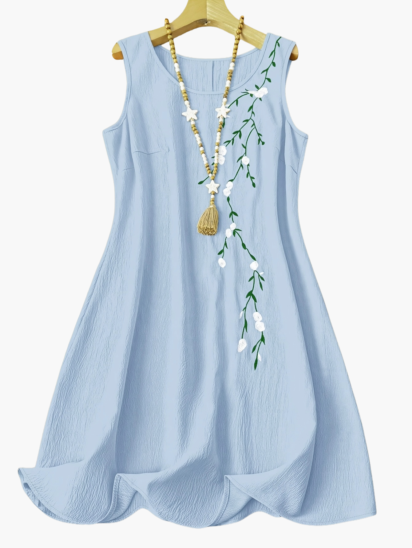 Damen Sommer A-Linienkleid mit floraler Stickerei und elegantem Design