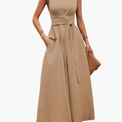 Damen Jumpsuit Elegant Ärmellos mit Gürtel – Perfekt für Alltag und besondere Anlässe