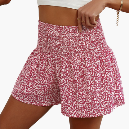 Damen Sommer Shorts mit Blumenmuster und Stretch-Bund – Bequeme Freizeitshorts