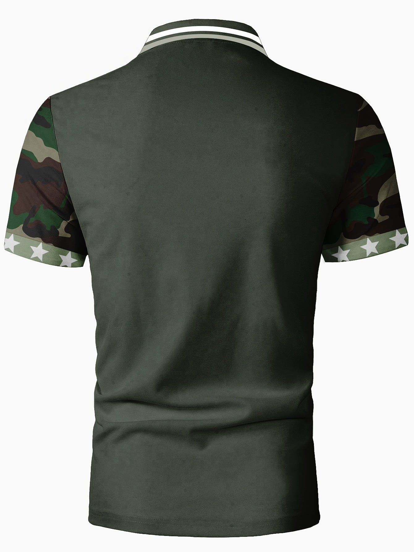 Herren Polo Shirt mit Tarnmuster, Reißverschluss und Flaggen-Design – Sportlich und Lässig für Outdoor und Freizeit