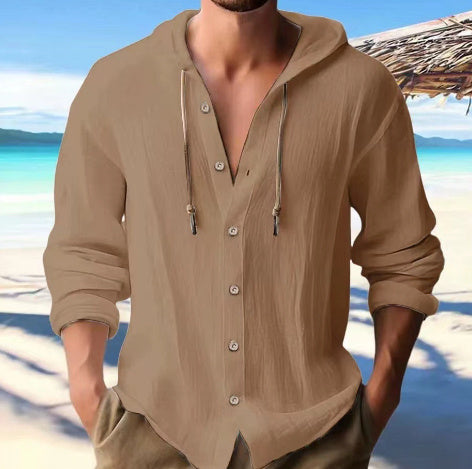 Andy – Kapuzenpullover aus Baumwollmischung – Veganes Leinen mit Knopfleiste
