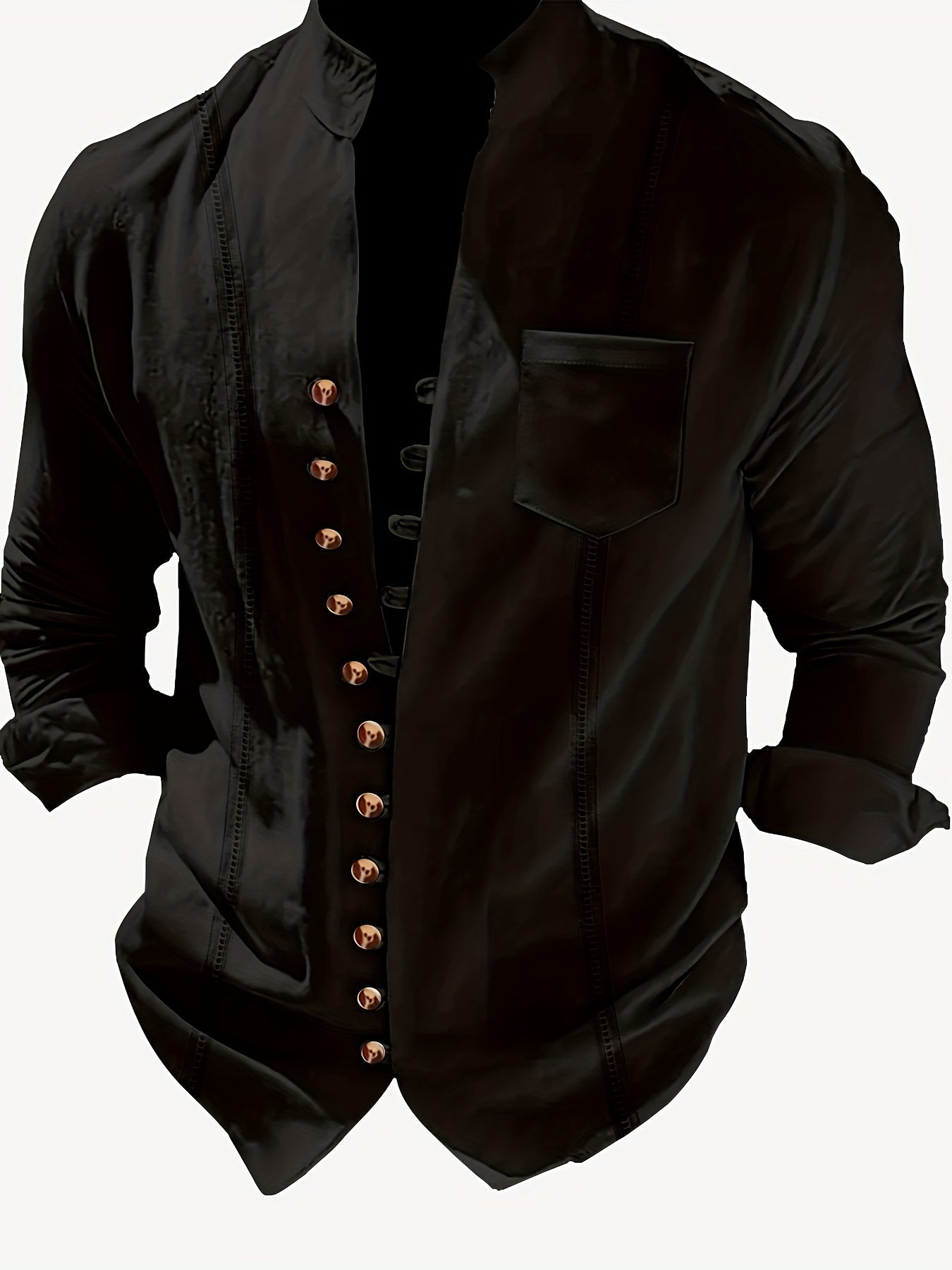 Herren Stehkragen Hemd Elegant Freizeit Langarm Modernes Design