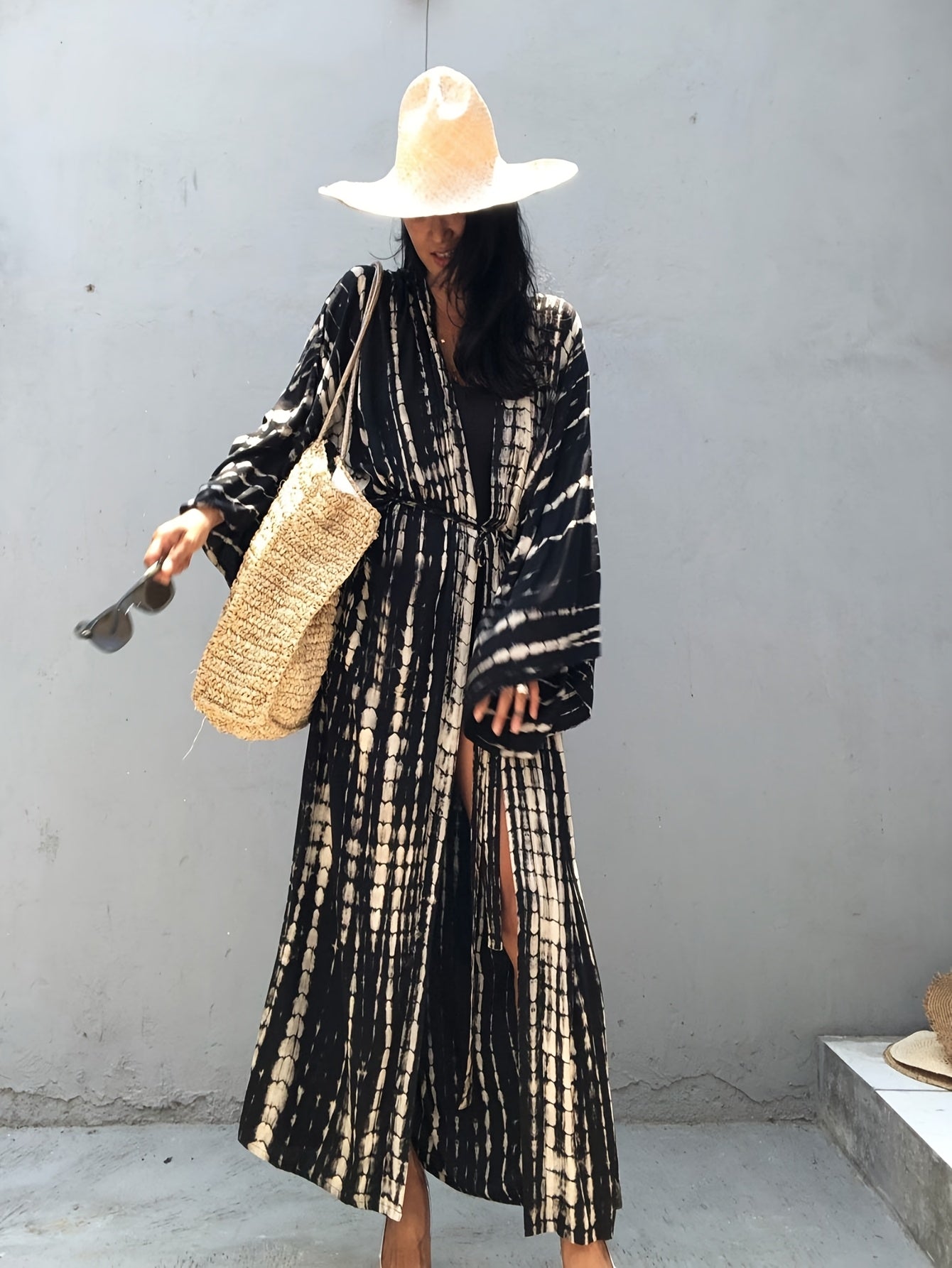 Damen Maxikleid Kimono Style – Eleganter Überwurf für Strand und Urlaub